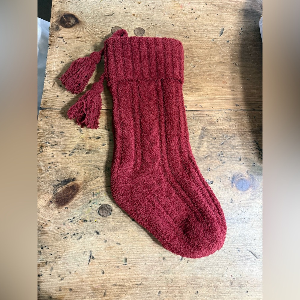 Barefoot Dreams Cozychic Holiday Red Cable Knit Christmas Holiday Stocking